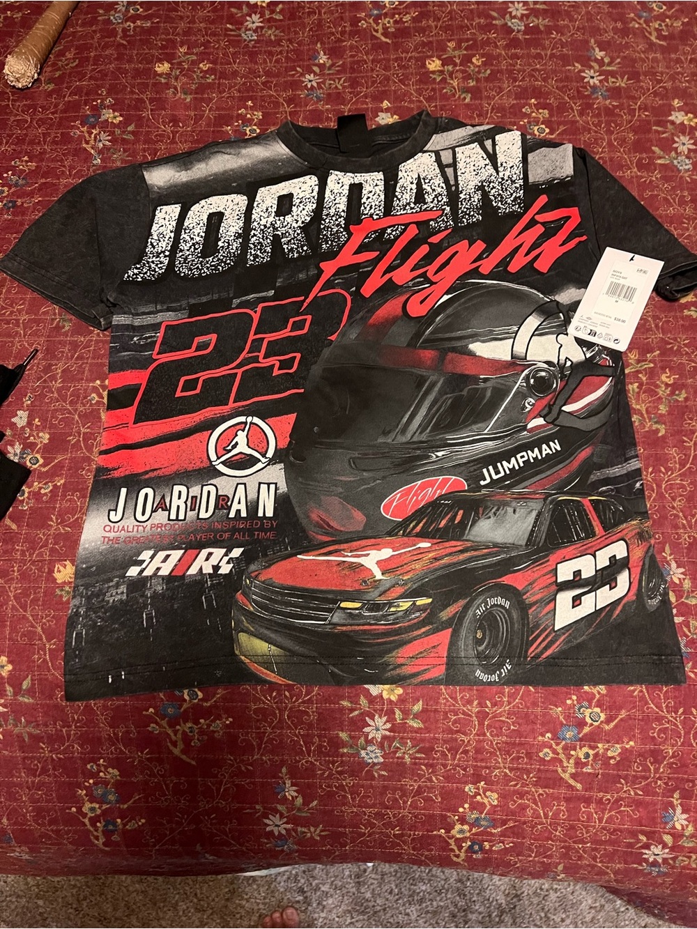 Jordan Boys' Graphic Tee in Black, Red & White
